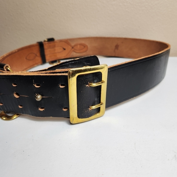 British Military Black/Brass Genuine Bridle Cowhide Leather Sam Browne Belt |44| - Picture 2 of 14